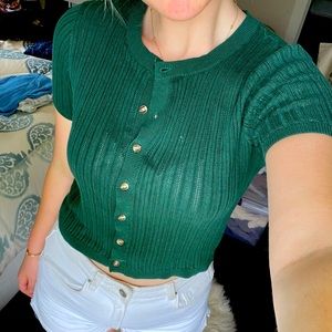 Listicle knit green top